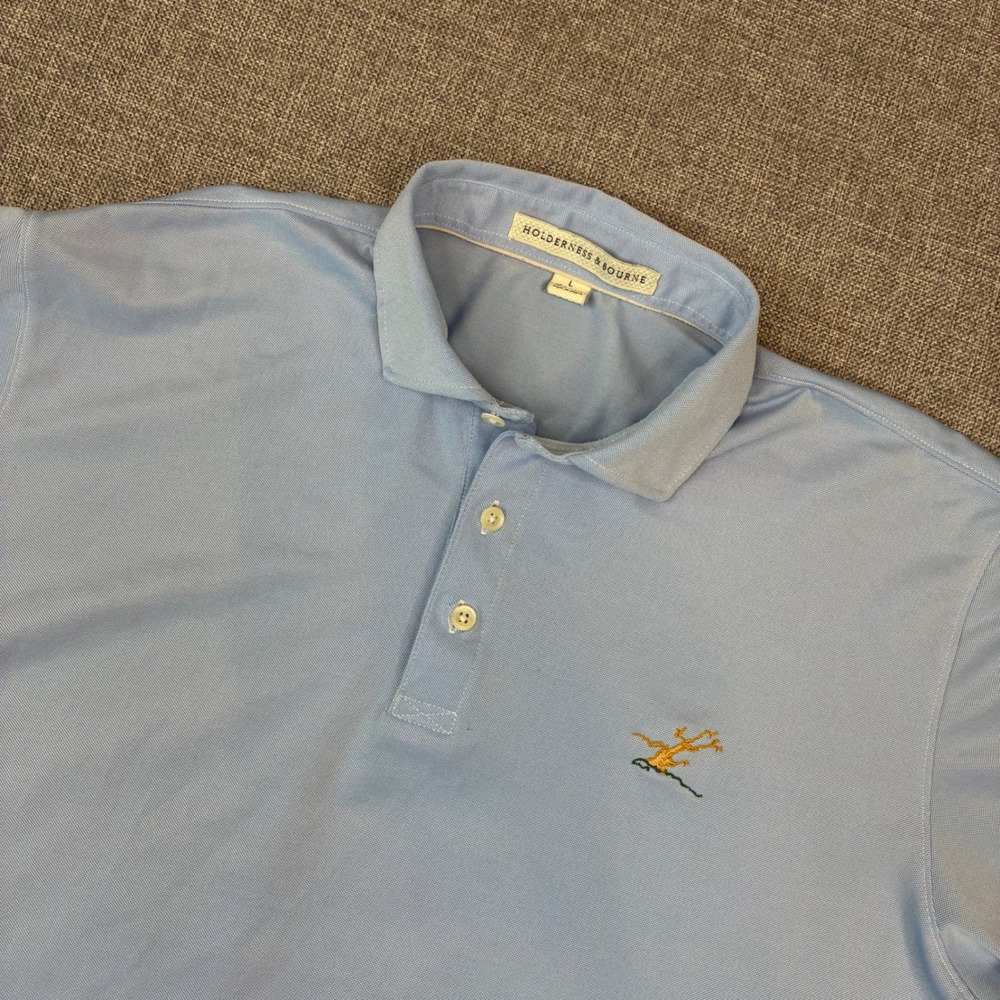 Holderness & Bourne Polo Men Large Blue Pikewood National Golf Shirt